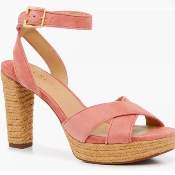 Lauren Ralph Lauren Shoes - Woman's Lauren Ralph Lauren Pastel Pink Leather Sasha Platform Sandal Size 7 New